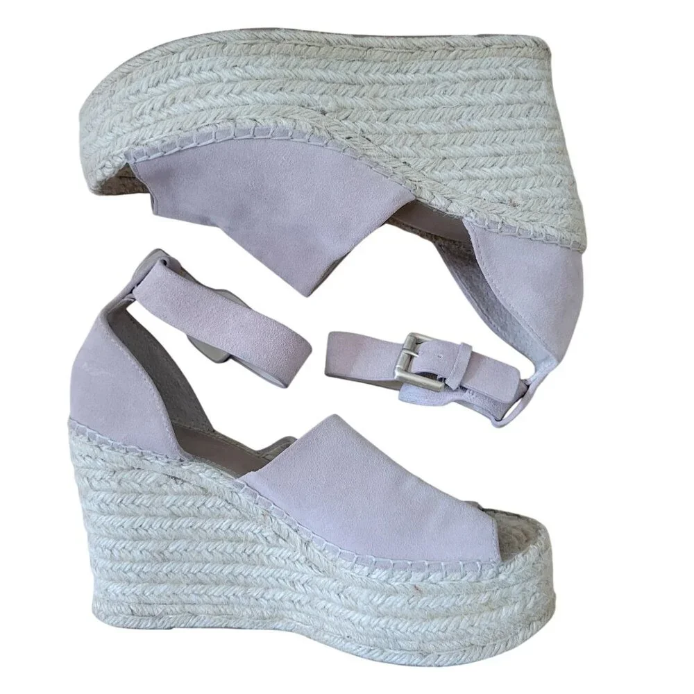 Marc‎ Fisher 9.5 Suede Leather Espadrille Platform Wedge Sandals Alida